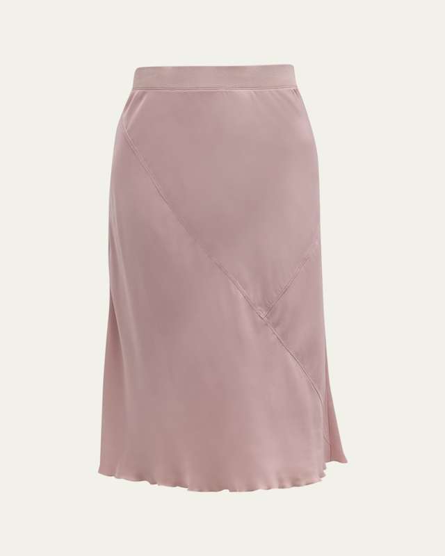 Bias-Cut Midi Silk Skirt